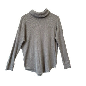 American Eagle Ribbed Turtleneck Sweater Womens Small Gray Soft Stretch Pullover